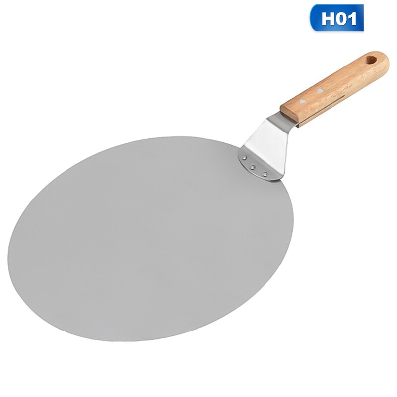 Pizza spade med långt trähandtag rostfritt stål 12- tums pizzaspatel för ugn pizza spade pizza paddel tårta bakverktyg: Default Title