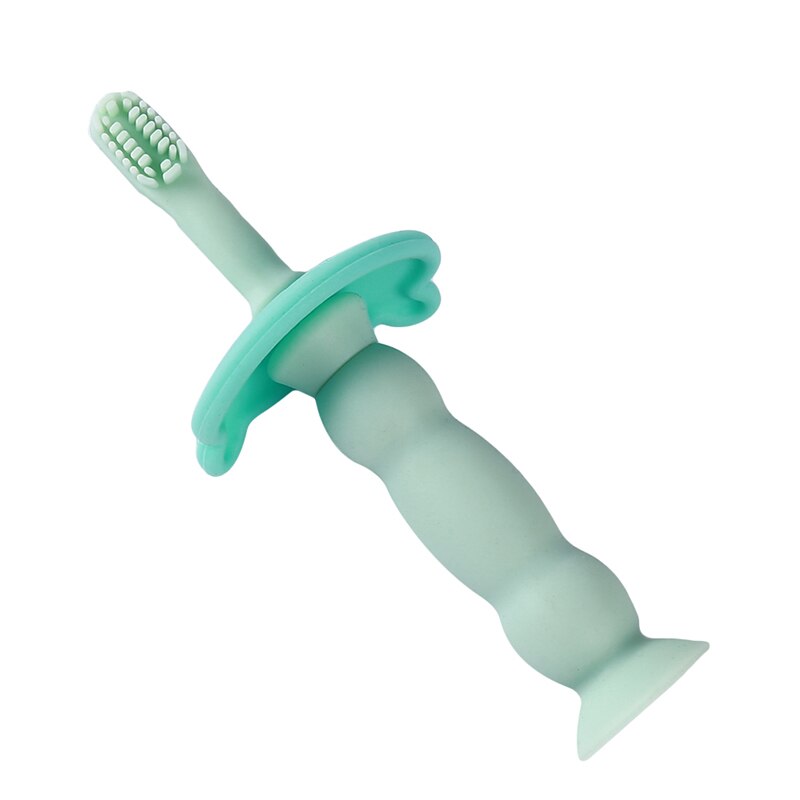 1 unidad de cepillos dentales de entrenamiento de silicona suave chico s para bebés y niños, cepillo Dental para Cuidado Oral, cepillo de dientes infantil para bebés, artículos para bebés chico s: green