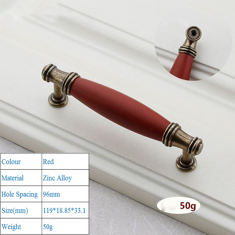 Retro Red Zinc Alloy Kitchen Handles Door Cupboard Cabinet Knobs European Wardrobe Decorative Furniture Handle Drawer Pull: Red 6076-96mm