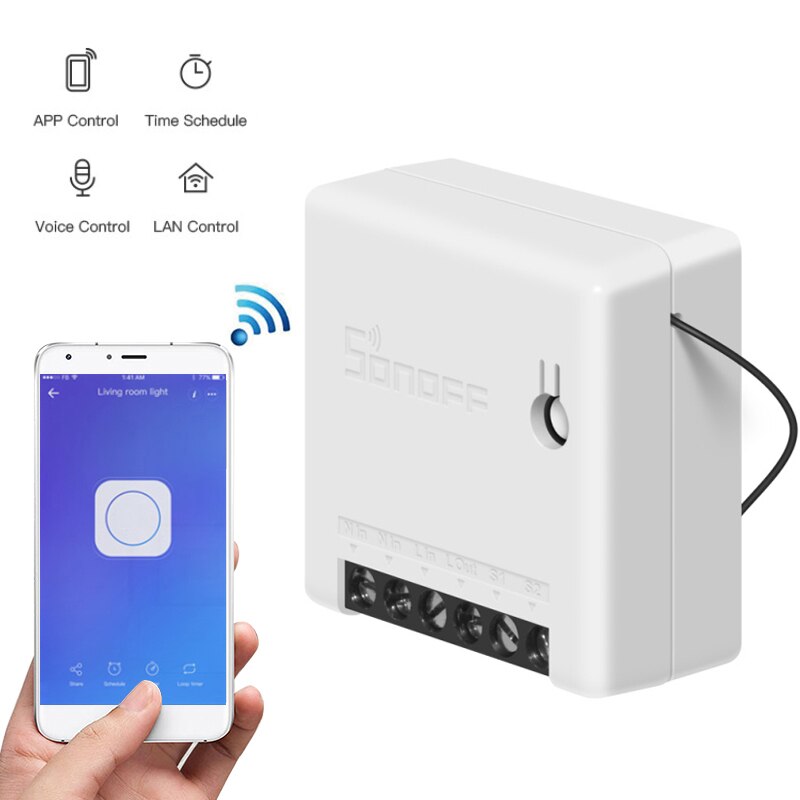 Itead Sonoff MINI interruptor inteligente DIY pequeño Control remoto interruptor Wifi compatible con un interruptor externo trabajo con Alexa Google A casa