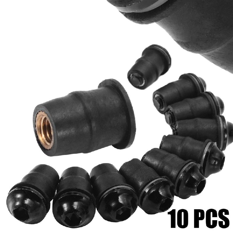 10PCS Motorcycle M5 5mm Metric Rubber Wind Screen Fairing Well Nut Wellnut Windshield Screw For Auto Motorbike Off-road