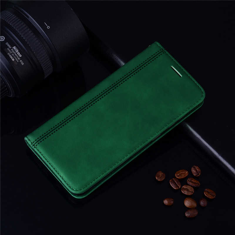 Huawei P Smart Case Magnetische Leather Wallet Flip Card Hold Phone Case Voor Huawei P Smart POT-LX1 POT-LX3 cover Coque: Green