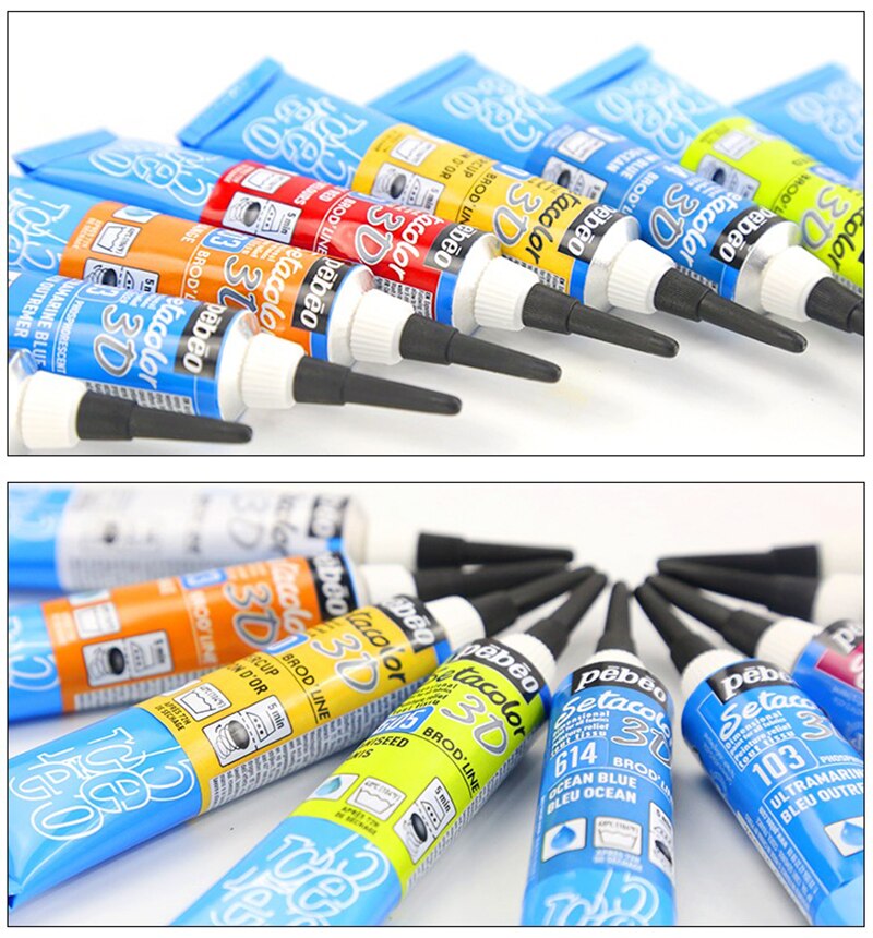 Pebeo 3D fabric paint phosphor Acrylic Paint Set For Painting Textile Clothing Glass Ceramic Graffiti Wood Art For Kids Adults