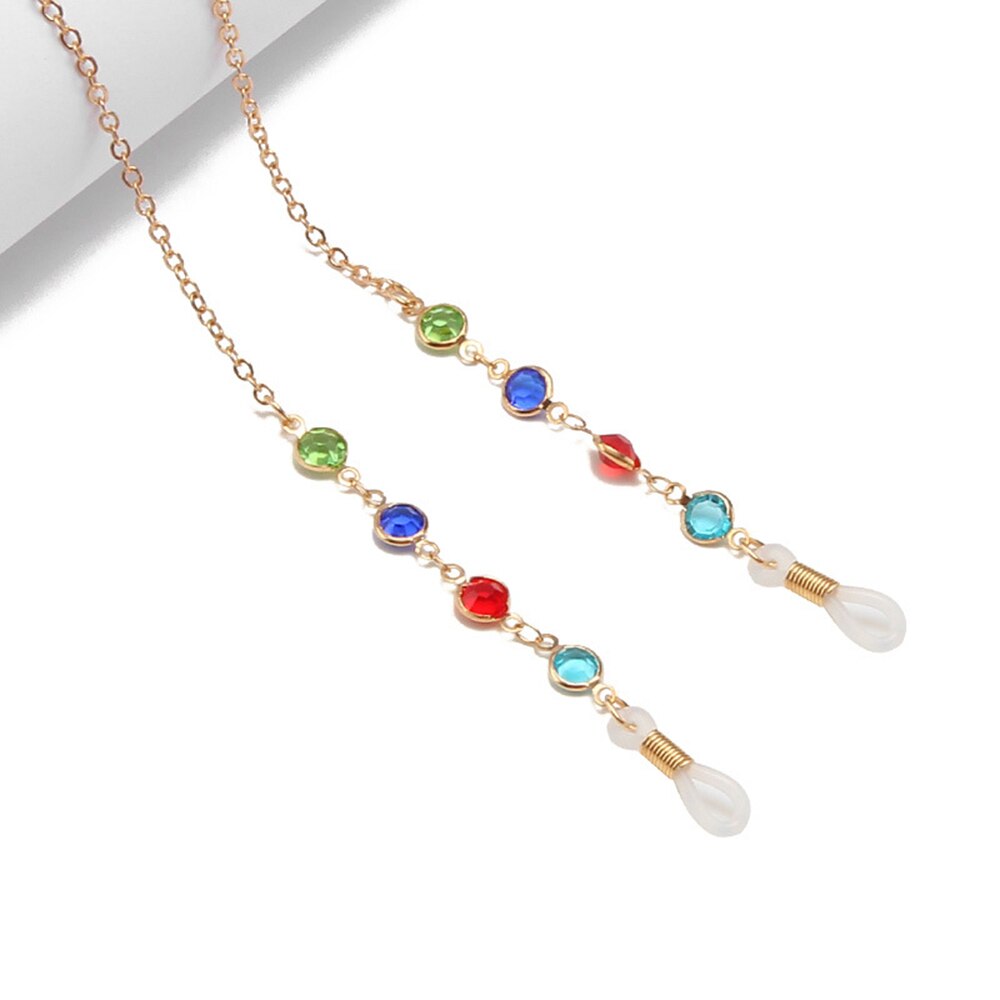 1 szt. Łańcuszek robić okularów 70cm łańcuszek robić okularów przeciwsłonecznych perły dżetów sznurek robić okularów uchwyt smycz naszyjnik okulary zroszony smycz na szyje liny