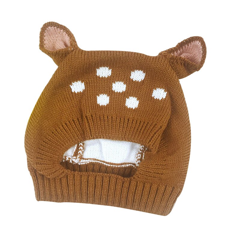 Rådjur baby mössa med öron tecknad vinter baby huva stickad elastiska barn mössor spädbarn mössa jul i 6-24 månader 1 pc