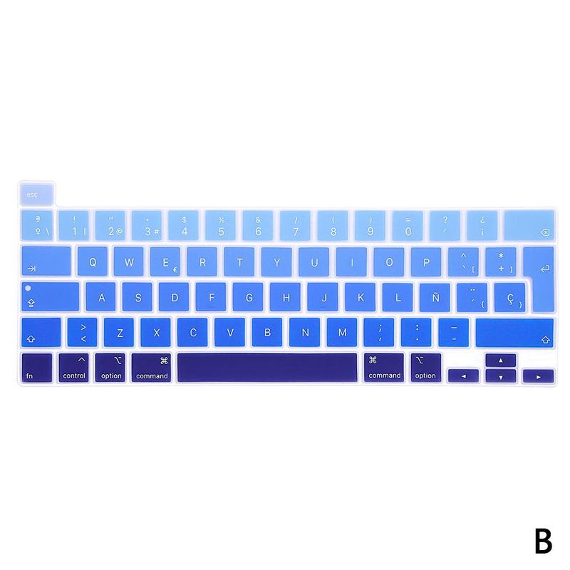 Rainbow Color Silicone Spanish Keyboard Skin Cover For MacBook Pro 16 A2141 M1 Chip A2338/A2251/A2289 +: B