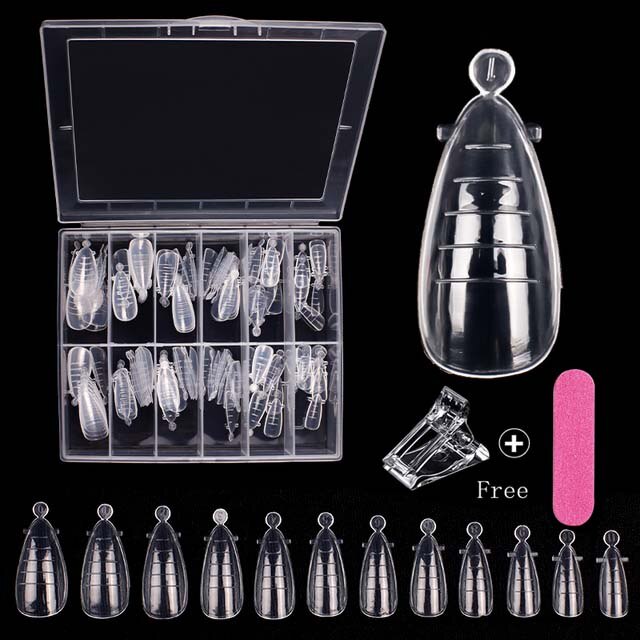 Formas de uñas de plástico, molde para uñas, Gel de construcción rápida para extensión de uñas, Ballerina, formas duales con Clips: 120Pcs set K