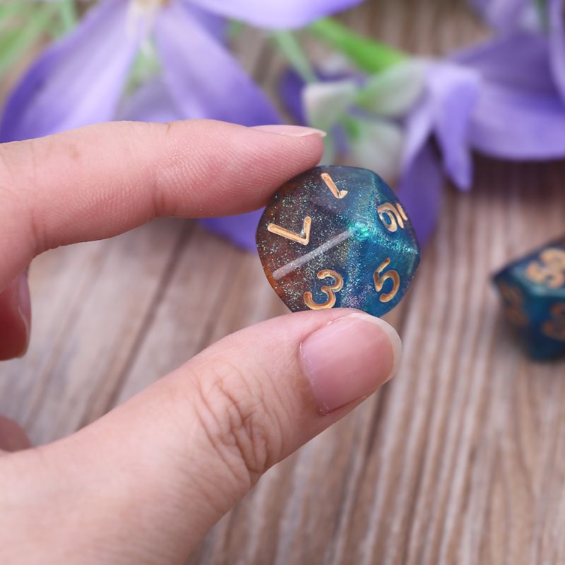 7pz D20 Acrilico Dadi Poliedrici luccichio Doppio Colori 20 Su dovuto Lati Dadi Tavolo da Gioco per sbarra pub club partito