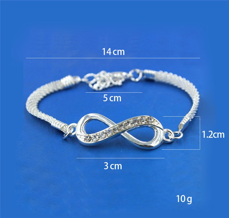 DoreenBeads-pulsera de para mujer, joyería con diamantes de imitación, brazalete infinito de Color plateado, accesorios para hombre, dijes, , 1 ud.
