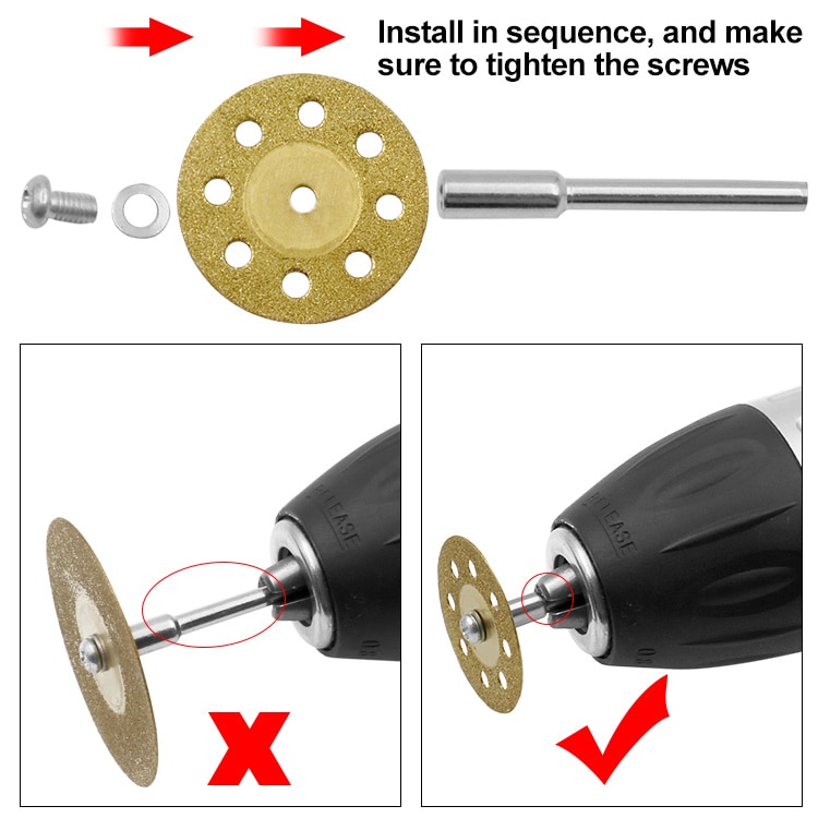 10 stuks/set 22/25/30mm mini diamant zaagbladen zilverkleurige slijpschijven met 2x aansluitschachten voor dremel boormachine passend op roterend gereedschap