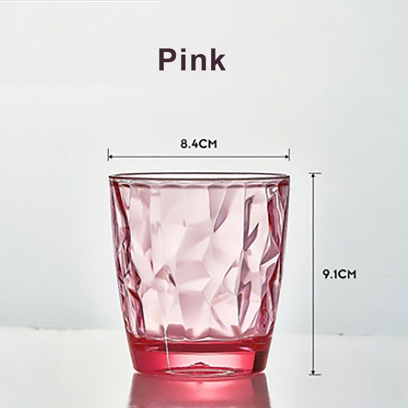 300ml Transparent Cups Acrylic Tumbler Plastic Beverage Juice Ice Tea Drinking Cups Reusable Unbreakable Glassware Kids: Pink 06