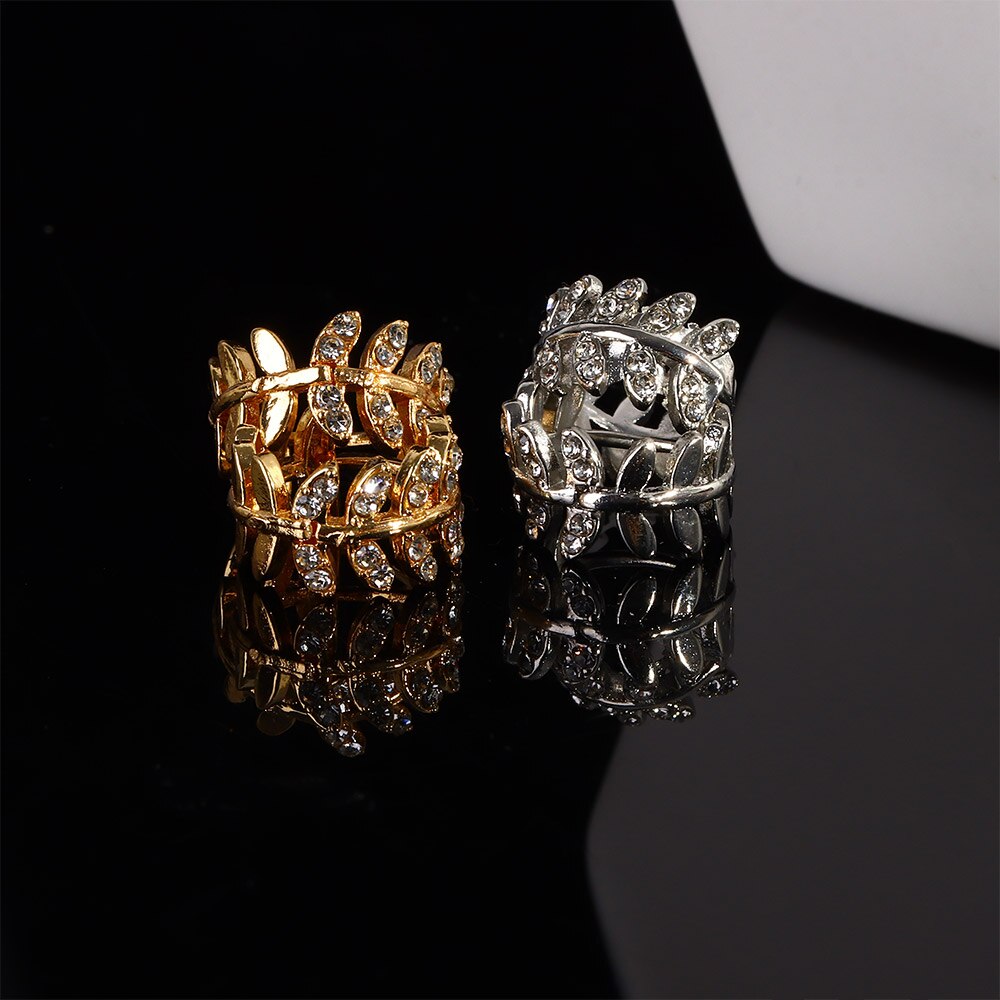 Leaf Shape Hoop Earrings Rhinestone Gold Color Surround Small Hoop Earrings Mini Slim Circle Earring Jewelry