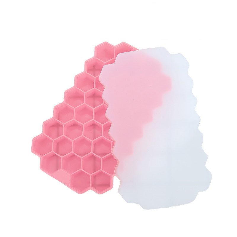 37 hohlraum DIY Ice Cube Tray Honeycomb Ice Cube Mold Food Grade Flexible Silikon Eis Formen für Whiskey Cocktail Eis maker: Pink