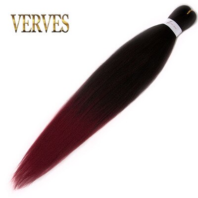 VERVES-Extensions de tresses Jumbo, 26 pouces, tresses synthétiques ombrées et 100 et g/pièce, tresses en Fiber résistantes à la chaleur: T1B / Bourgogne