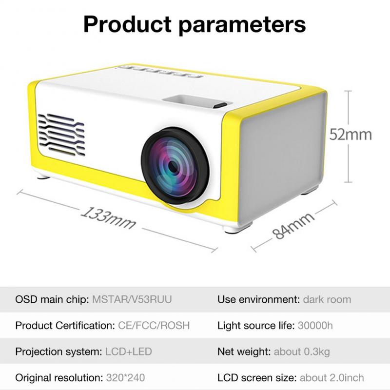 Proyector portátil Mini HD YG300 3D LED para cine en casa, 1080P AV USB SD HDMI proyectores