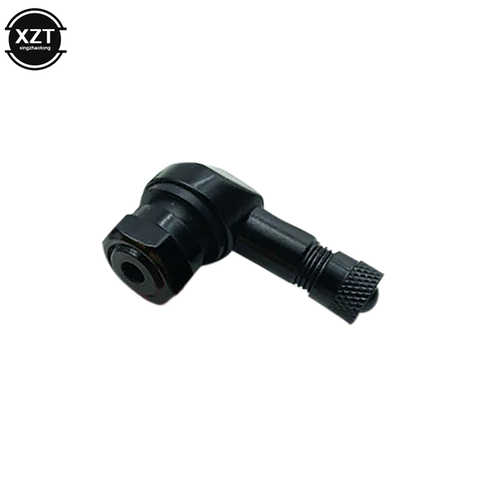Válvula de aleación de aluminio para llanta de motocicleta, ángulo de 90 grados, vástagos de válvula sin cámara para llanta, piezas de rueda, 1 Uds.: Negro