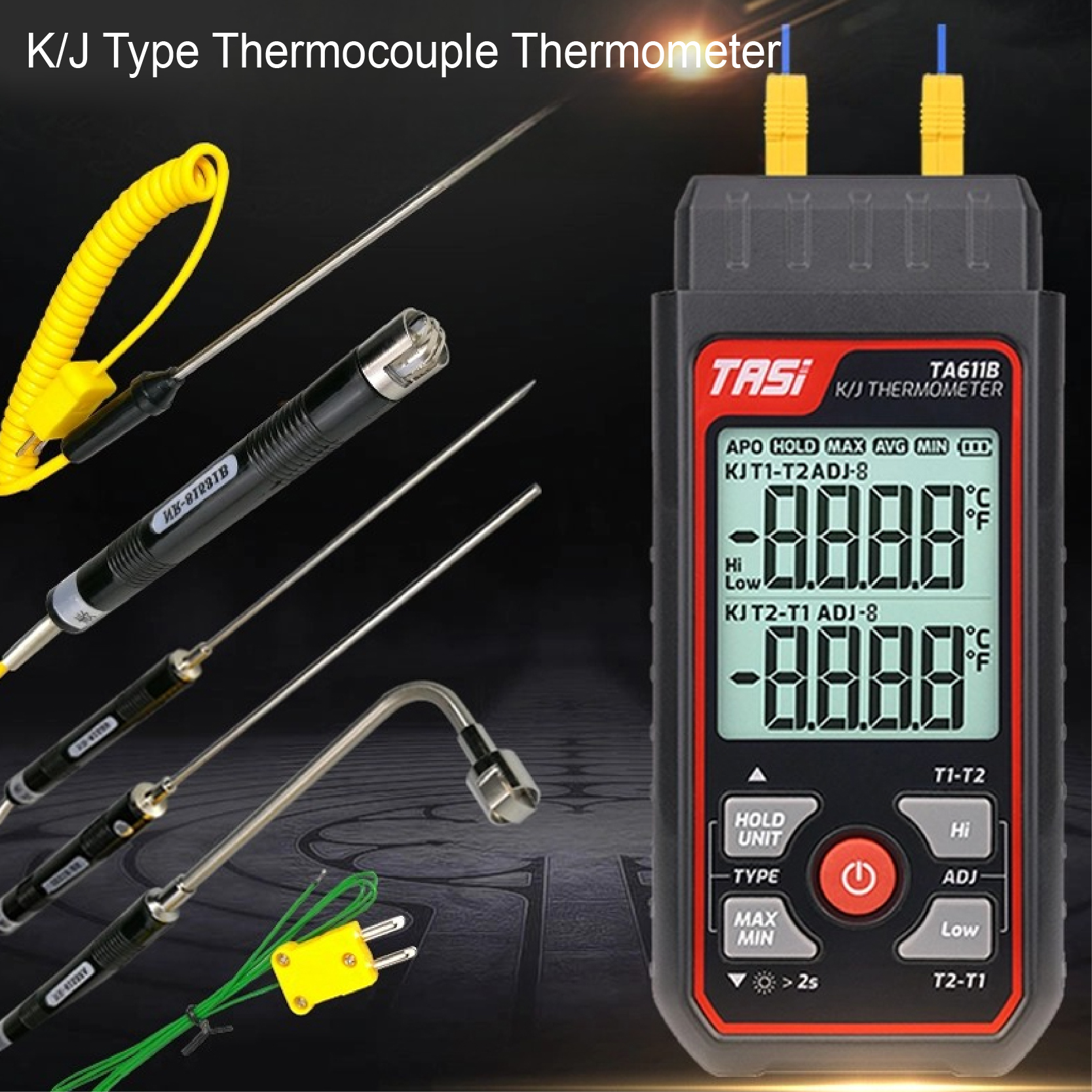 TA611A Single Channel K Type Thermocouple Thermometer High Precision Digital Surface Temperature Gauge with Contact Probe