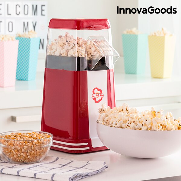 InnovaGoods-máquina para hacer palomitas de aire y salada, 1200W, Color Rojo
