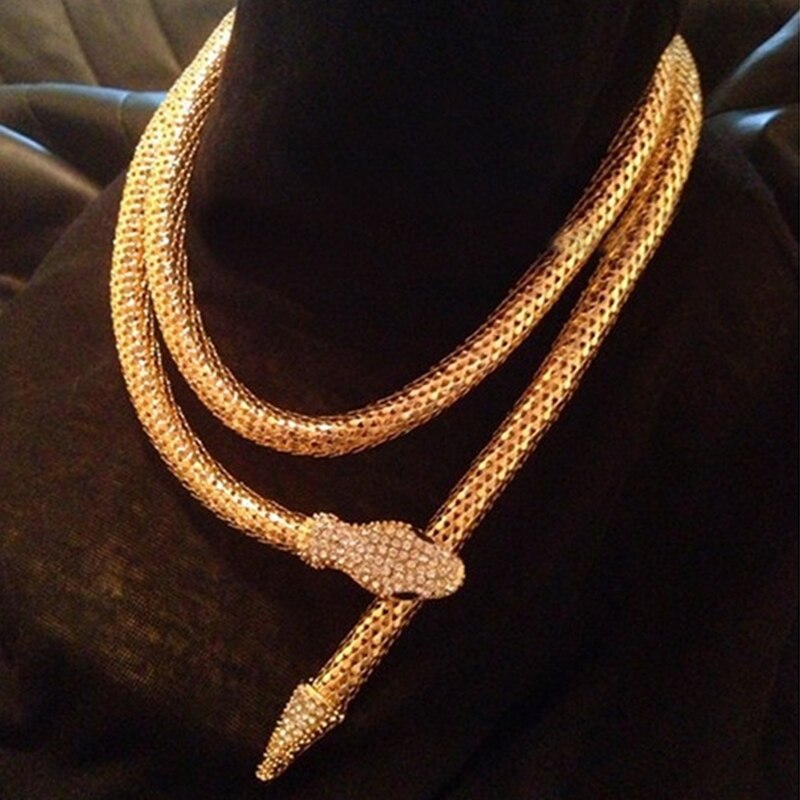 Punk Crystal Goud Zilver Snake Riem Voor Vrouwen Collier Femme Bijoux Snake Magneet Kettingen Vrouwen Choker Sieraden Accessoire