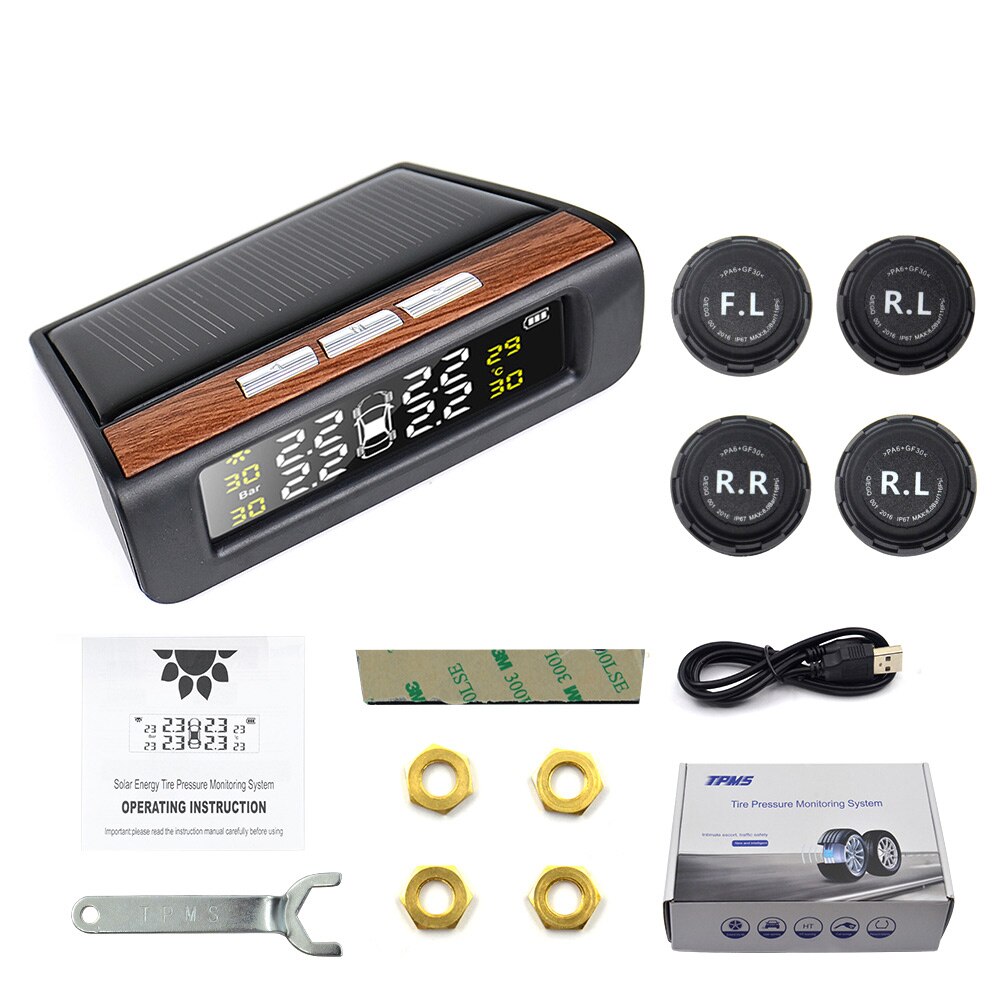 Universele auto tire pressure monitoring systems externe sensoren auto wheel manometer tester security alarm bar psi: B type