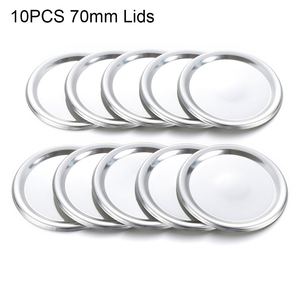10Pcs/Pack Canning Lids Leak-Proof Wide Mouth Mason Jar Lids Tinplate Jar Caps Home Kitchen Food Storage Accessories: 10PCS 70mm Lids