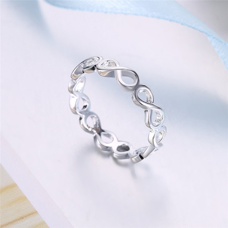 Modyle infinity ring til kvinder sølvfarvet bryllups smykker