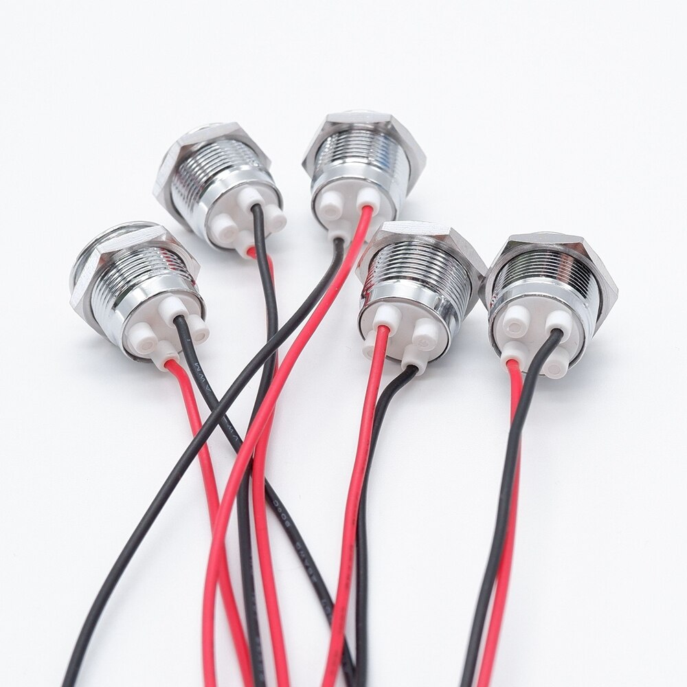 12mm Waterproof LED Metal Warning Indicator Light Pilot Signal Lamp IP66 3V 5V 6V 9V 12V 24V 220v Red Yellow Blue Green White