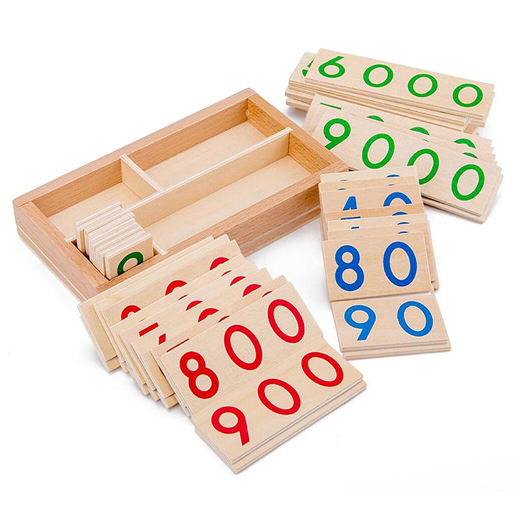 Bois Mathématiques Nombre Carte 1-9000 1-9 10-90 100-900 1000-9000 préscolaire Précoce