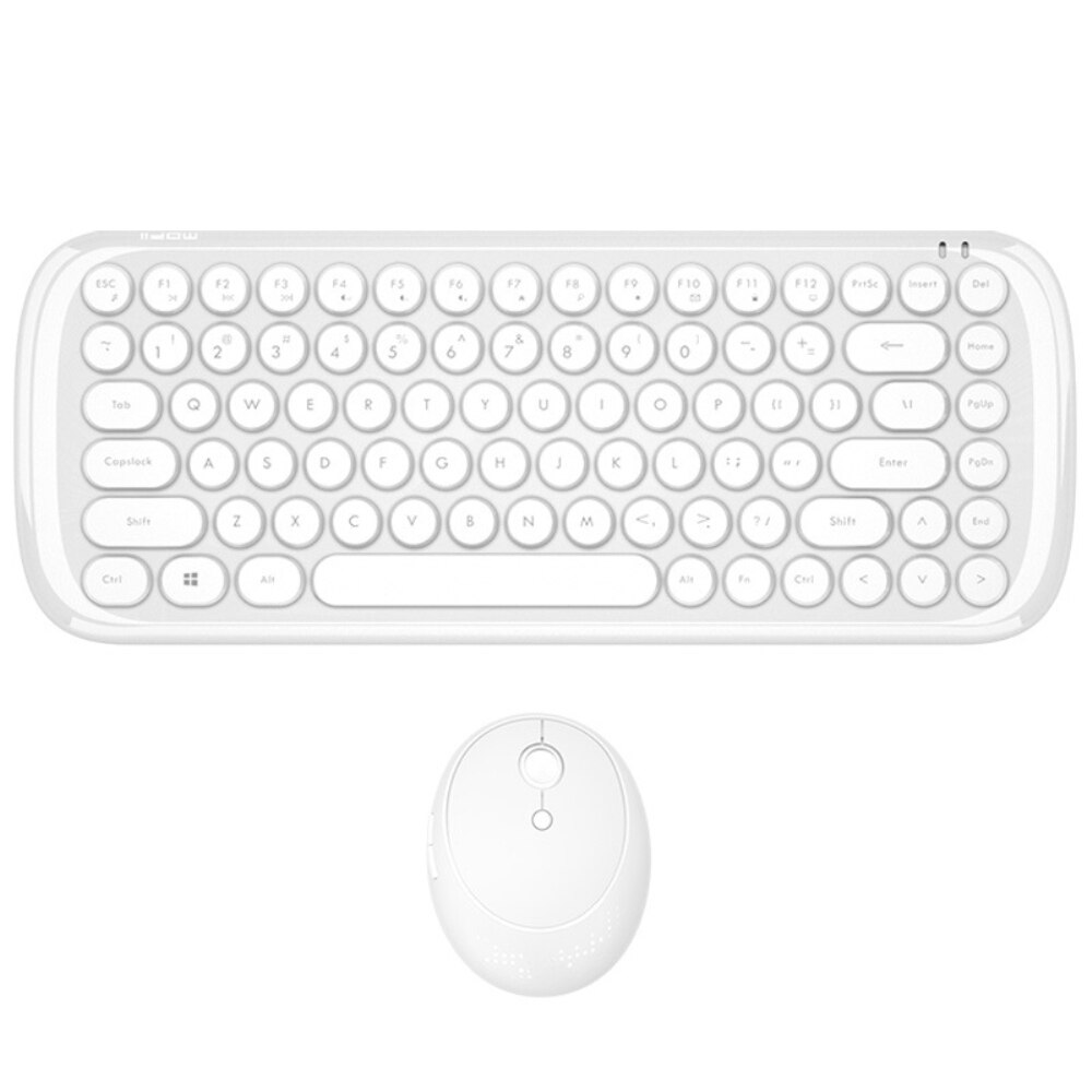 MOFii Gaming Keyboard Mouse Combo Usb 2.4G Ergonomic Wireless Mixed Color 87 Key Mini Keyboard Mouse Set Girls for Desktop: White