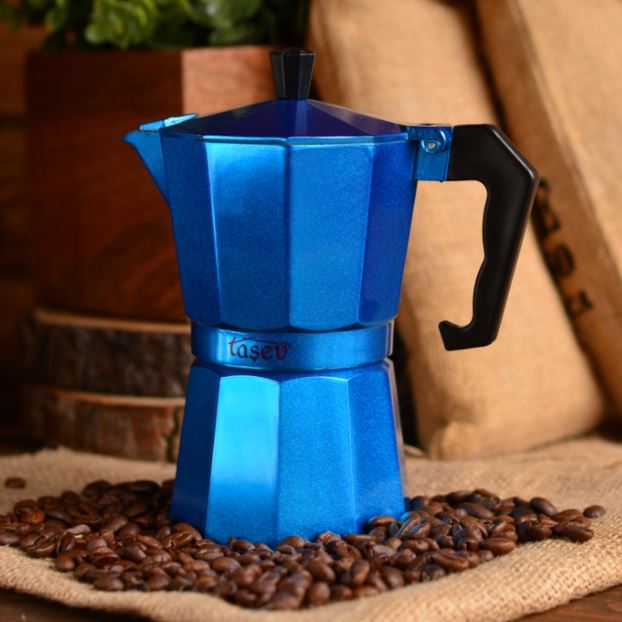 Aluminum Mocha Pot Coffee Maker Durable Moka Cafeteira Espresso Moka Coffee Pot 3 / 6 cup Red Blue Silver Rose
