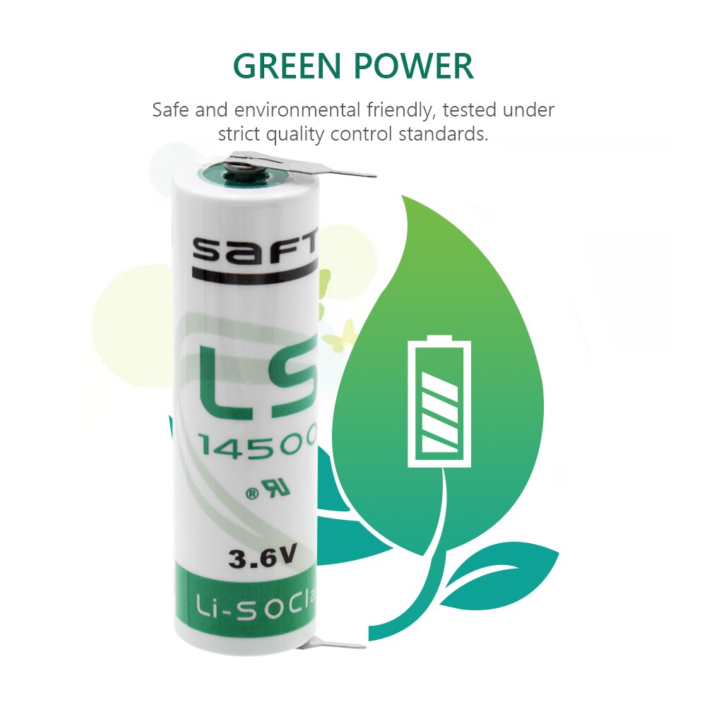 2pcs 3.6V 2000mAh 14500 Primary Battery AA Size Li-SOCl2 High Energy Li-ion Batteries With Pins For Electric Meter Monitor