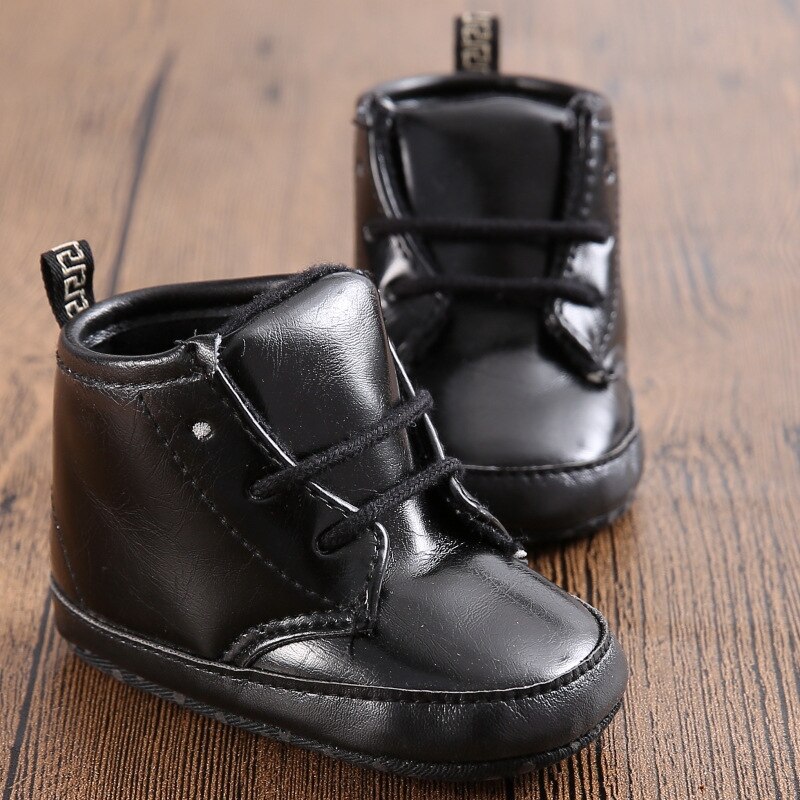 Baby Schoenen Meisjes Jongens Pu Leer Lace Up Hoge Kinderen Sneakers Meisje Baby Schoenen Sport Herfst Winter Schoenen: C74-Black / 0-6 months