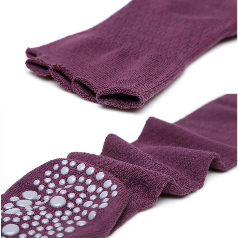 Vrouwen yoga danssokken vijf open tenen lange buis kniehoog antislip houd warm in de herfst herfst winter