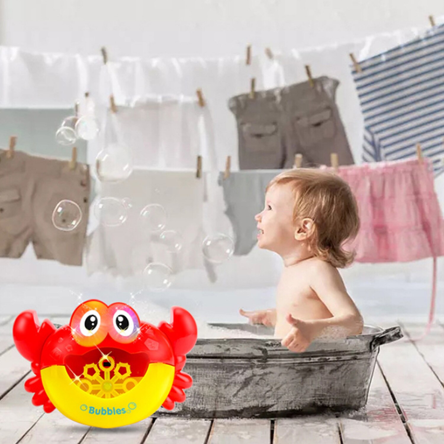 Baby Bad Spielzeug Lustige Nette Krabben Blase Gebläse Maker Maschine Badewanne Dusche Bad Seife Spielzeug mit Licht Musik Sound für kinder Kinder