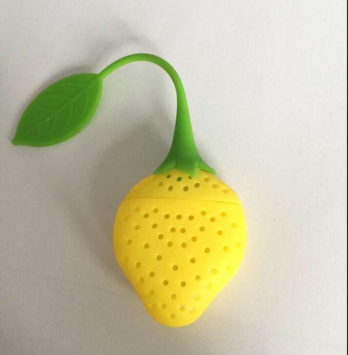 Colador para bolsas de Infusor de té, filtro de cucharadita, soporte para vasos de fresa, organizador de goma de silicona para cocina, 1 unidad: YELLOW