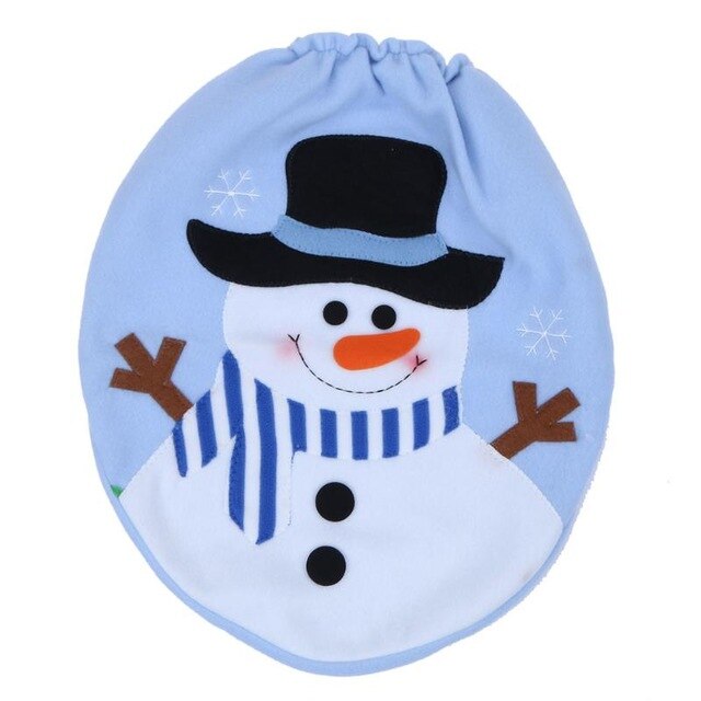 Jul toalettstol täcka snögubbe toalett lock täcka juldekorationer för hem xmas natal feliz navidad badrum dekoration: Blå snögubbe