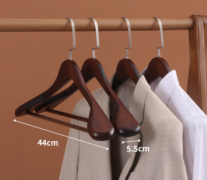 Velvet coat hanger wood flocking wide shoulder suit clothes rack home Wardrobe closet organizer luxury clothes wooden hanger: XXL / Light Grey