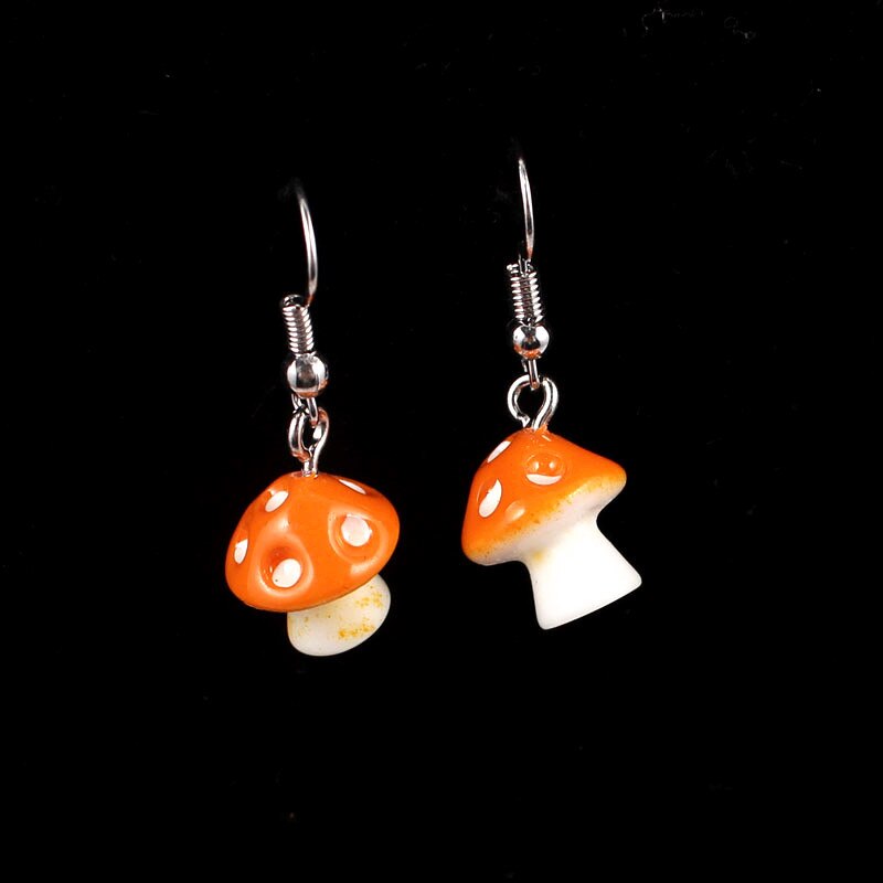 Boucles d'oreilles pendantes en forme de champignon pour femmes et filles, bijoux mignons faits à la main, 8 couleurs, 1.2x3.3cm, petits: 4