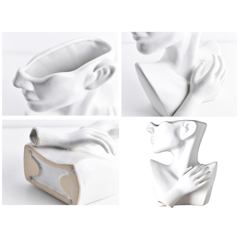 Flower Vase Art Portrait Flower Pot Vase Ceramic Human Face Family Flower Garden Storage Arrangement Home Handmade Decorations