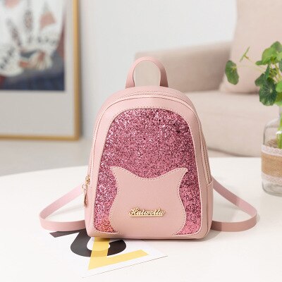 Mochila pequeña de para niña, brillantes de lentejuelas bolso de hombro, Mini mochila multifunción para chica adolescente,: Rosa