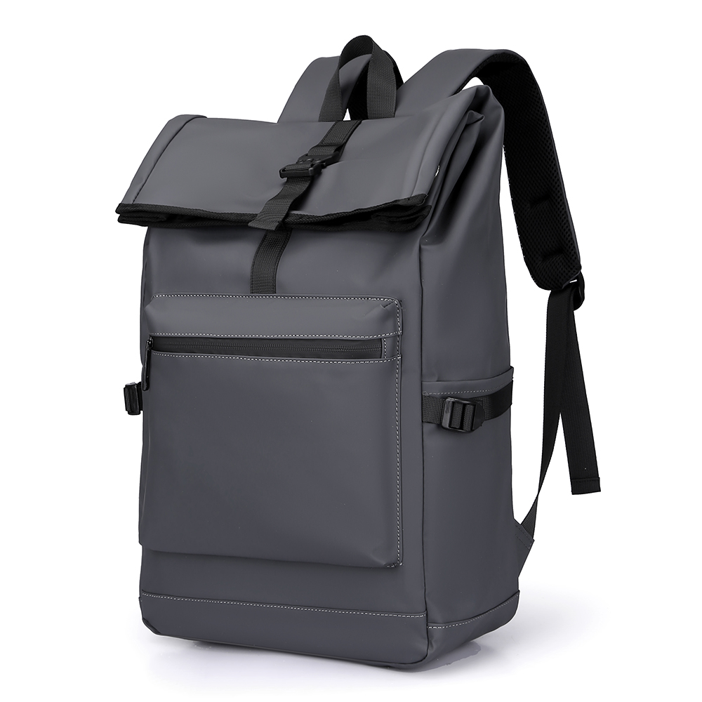 Mochilas masculinas de grande capacidade mochilas portáteis multifuncionais moda estudante mochila cor sólida saco prático: CINZA