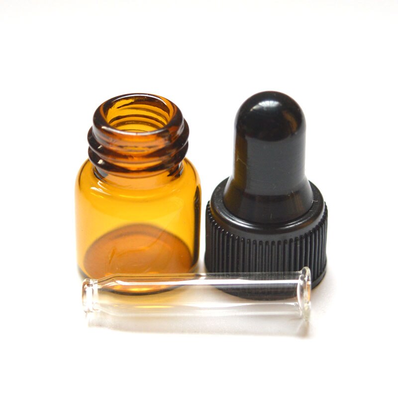 5pcs Small 1ml Amber Glass Bottle Sample Vial For Essential Oil Perfume 1ml Tiny Portable Bottle