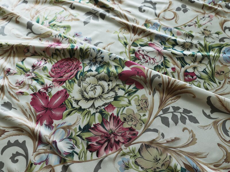 Flower Satin Material Soft Pajamas Shirt Fabric