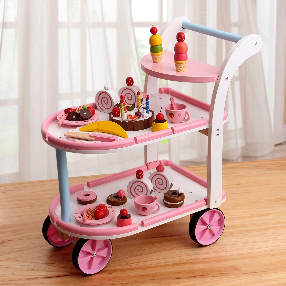 Cake Toy Set Kitchen Play House Simulation Kitchenware Cooking Donut Cake Cart Girl 3-6 Years Old