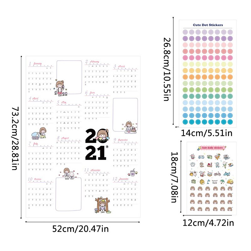 Blokk år planlegger daglig plan papir veggkalender til kontor skole hjem studie planlegger tegneserie vegg kalender