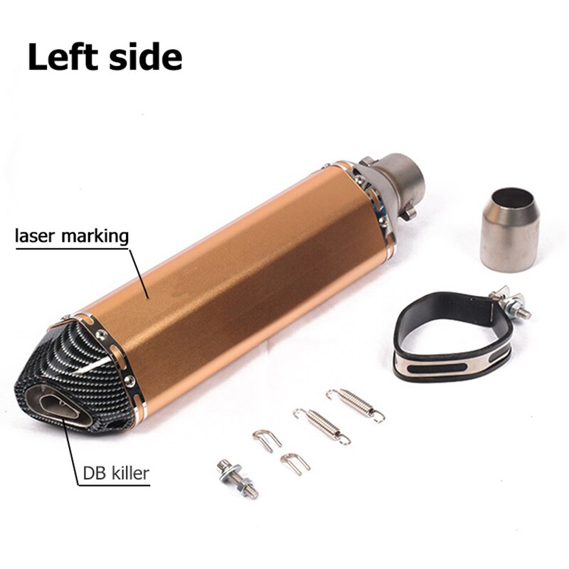 Universal 470MM Motorcycle Exhaust Pipe Scooter Motocross Muffler Modify Motorbike Escape DB Killer 51mm For MT03 MT07 R1 CBR400: G left