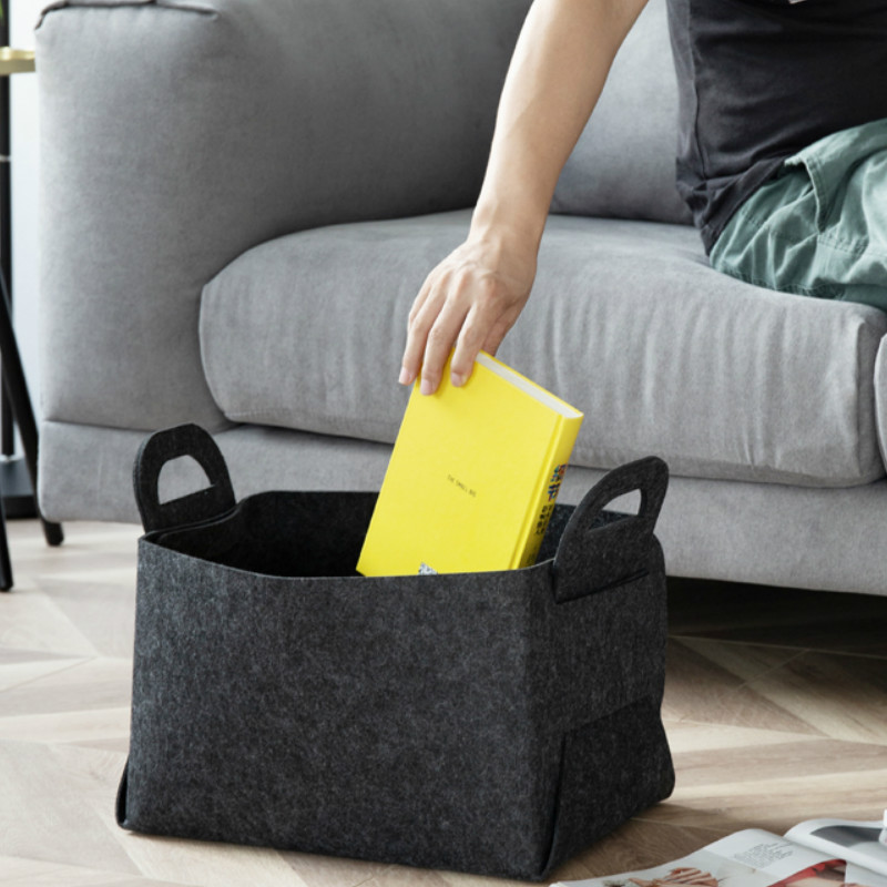 DUNXDECO panier en feutre de rangement | Pour linge, rangement vêtements jouets, support d'organisation, conteneur de décoration de chambre Simple moderne, boîte de livre