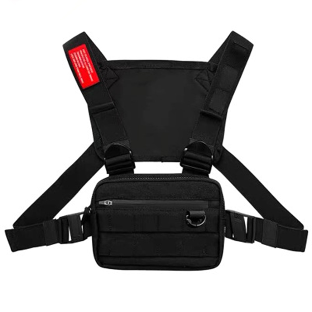 Oxford Cloth Chest Rig Bag Hip Hop Multifunctional Harness Chest Waist Pack Bags XRQ88: Black