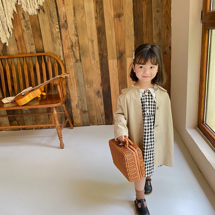 Baby piger koreanske frakker efterår børn mellemlang revers frakke