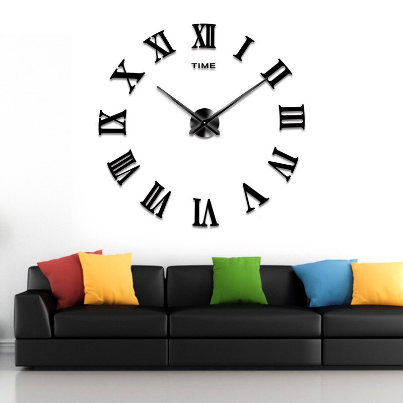 STICKER WALL Watch Clock stickers super large mirror acrylic DIY clock Roman living room bedroom wall mounted clock